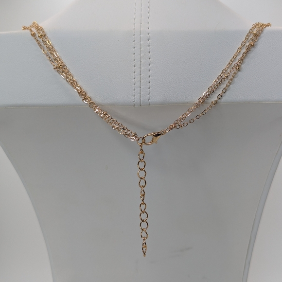 Shell Triple Strand Delicate Shiny Gold Necklace - Picture 5 of 5
